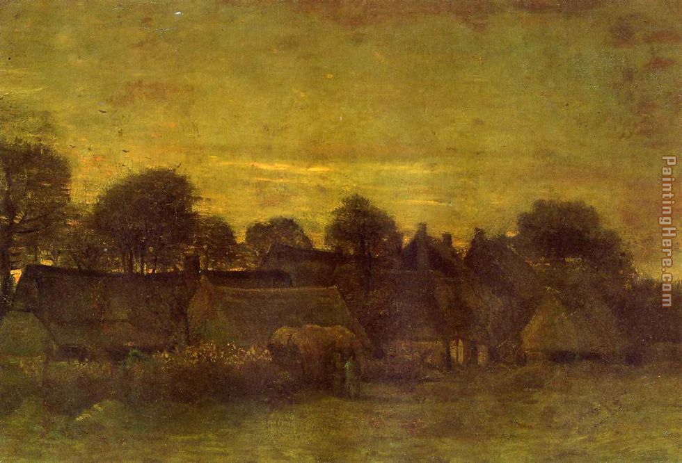 Village at Sunset painting - Vincent van Gogh Village at Sunset art painting